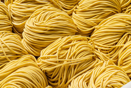 homemade raw noodles for ramenの写真素材