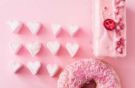 sweets for Valentine's day, top view