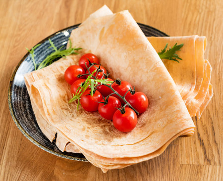 pita bread with spiceの写真素材