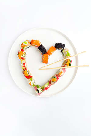 sushi set on the white plateの写真素材