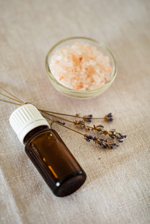 lavender essantial oil in the bottle