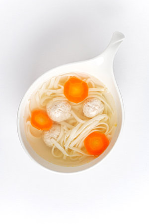 soup with meatballs and carrotの写真素材