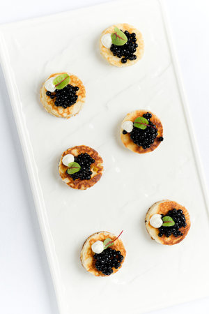 canape with caviar and cream cheese