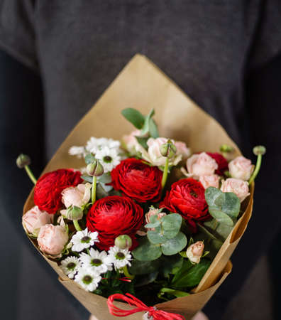 nice bouquet in the handsの写真素材