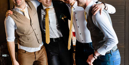 Group of handsome elegant young menの写真素材