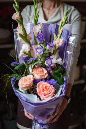 nice bouquet in the handsの写真素材