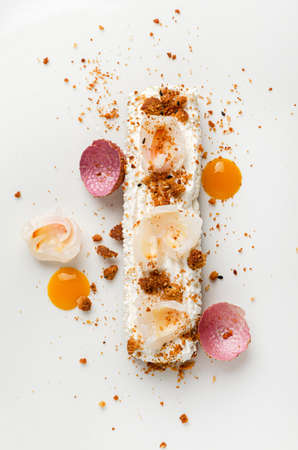 french pastry with mango and white chocolateの写真素材