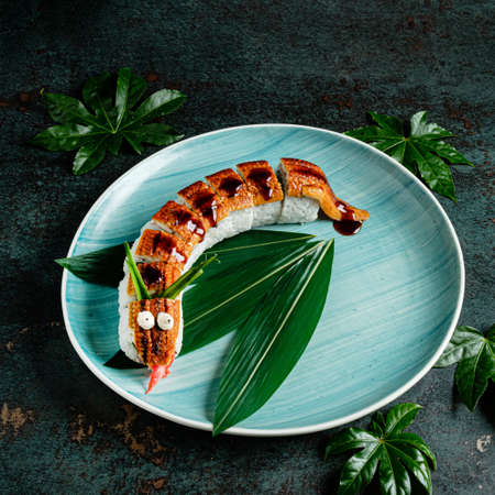 sushi set with fresh fishの写真素材