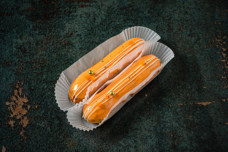 eclair on the marble background