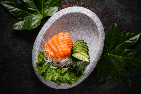 sushi on the stone background, top viewの写真素材