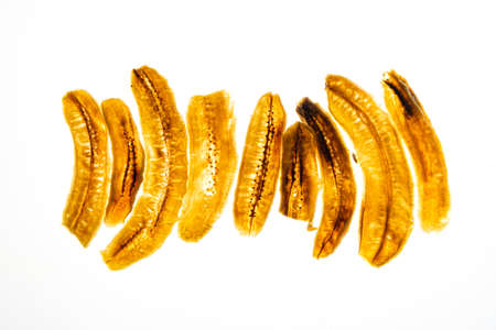 dried banana on the whiteの写真素材
