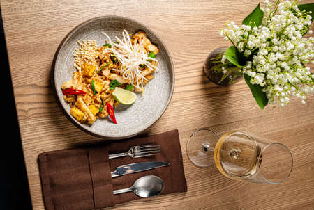 asian dish in the restaurantの写真素材