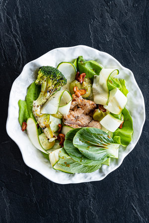 fresh salad with bok choyの写真素材