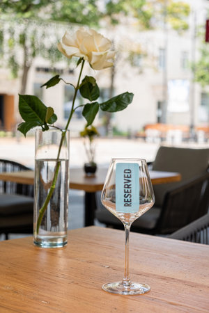 Reserved sign on a restaurant table