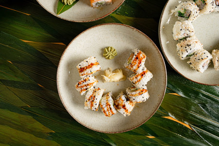 sushi set on the tableの写真素材