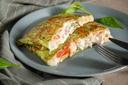 frittata with chanterelle,onion,red pepperの写真素材