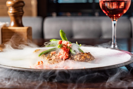 luxury dinner on Christmas tableの写真素材