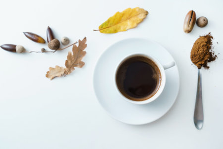 organic acorn coffee, top viewの写真素材