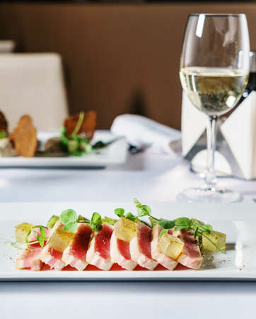 tuna with young peasの写真素材