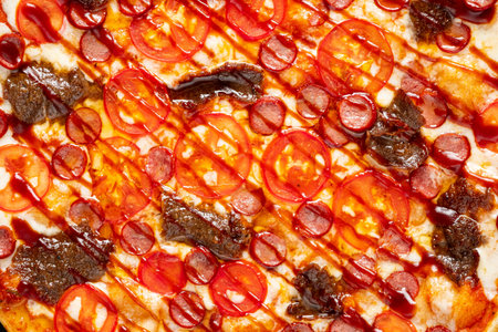 tasty pizza on the black backgroundの写真素材