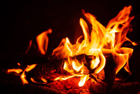 fire on the black background