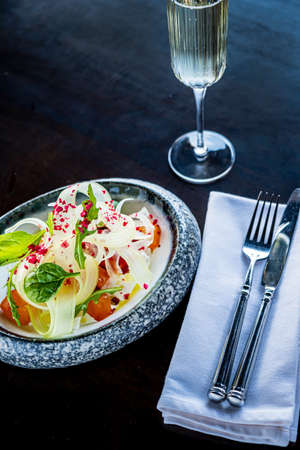 fennel salad on the dark backgroundの写真素材