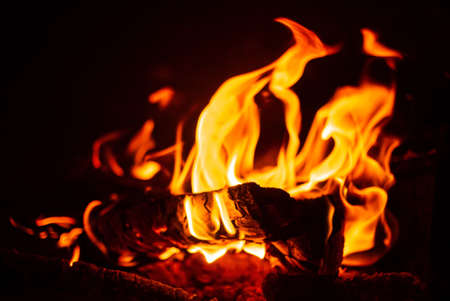 fire on the black backgroundの写真素材