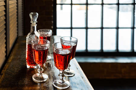 Christmas shots on the tableの写真素材