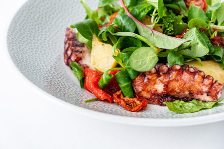 octopus salad on the whiteの写真素材