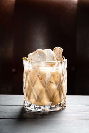 Christmas cocktail with marshmallow and coffeeの写真素材