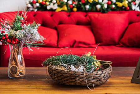 beautiful Christmas tree with ballsの写真素材