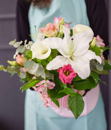 nice flowers in the handsの写真素材