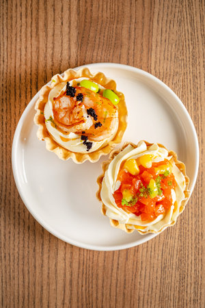 Set of tartlets with various fillings