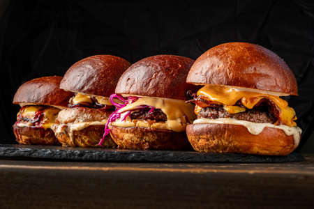 gourmet burger on the stoneの写真素材