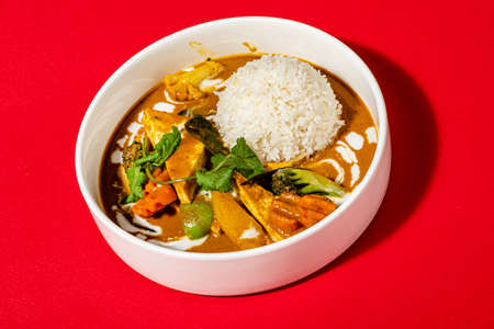 rice with chicken and vegetablesの写真素材