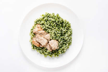 rice with chicken, top viewの写真素材