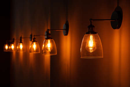 Wall lamp in the restaurantの写真素材