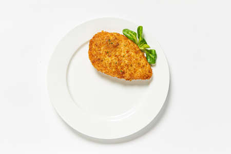chicken cutlet on the white plateの写真素材
