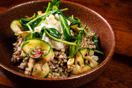 green buckwheat with grilled vegetablesの写真素材