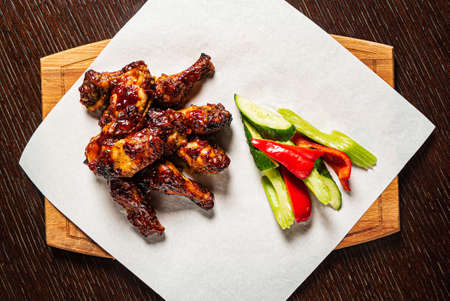 grilled chicken with fresh vegetabesの写真素材