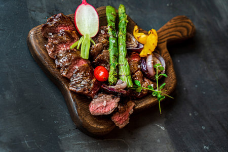 grilled steak with grilled vegetables