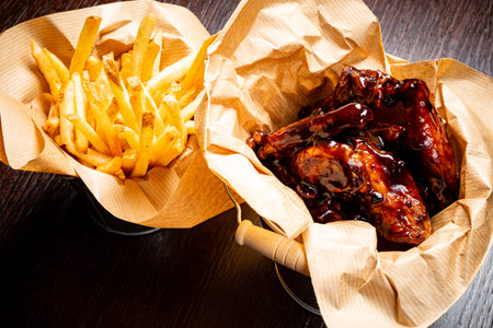french fries with chicken and sauce