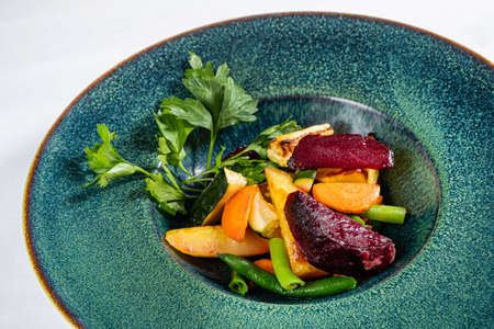 grilled vegetables with fresh herbsの写真素材