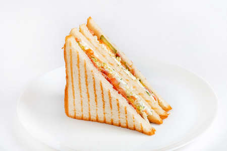 sandwich on the white plateの写真素材
