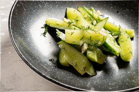 cucumber salad on the black  table