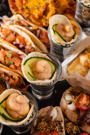 catering food on the Christmas tableの写真素材