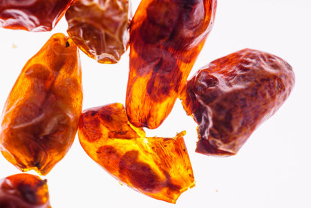dried chilli pepper on the white