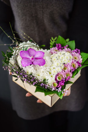 nice bouquet in the handsの写真素材