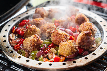 meatballs with vegetables and sauceの写真素材