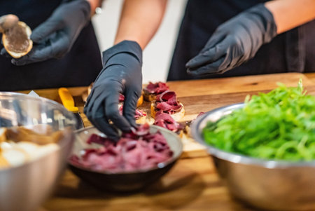 chef making catering food in restaurant